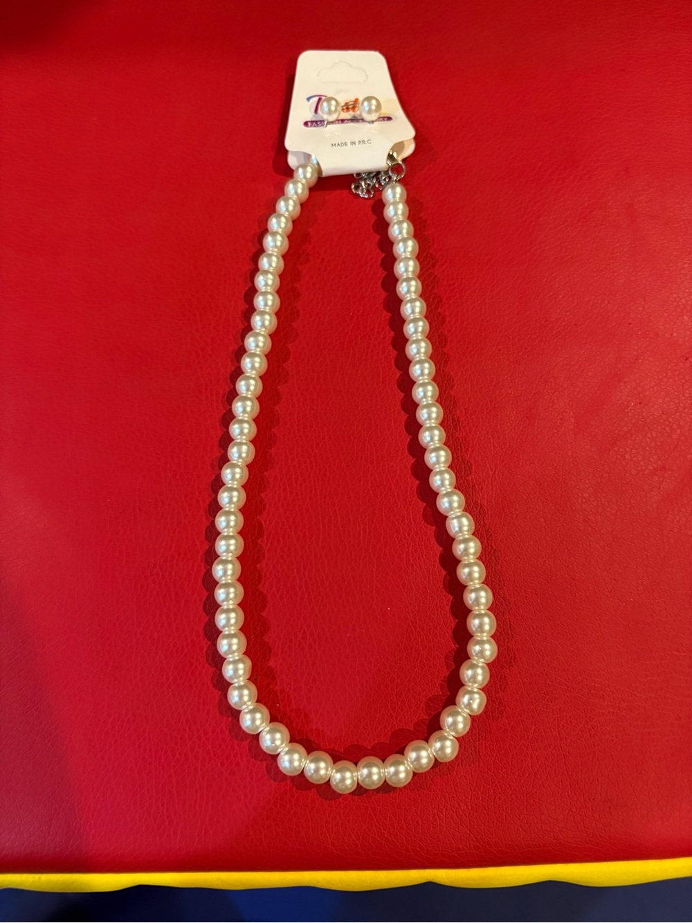 Pastels White Pearl Bead Necklace & Earings